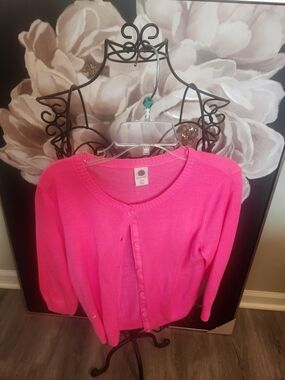 Total Girl - Hot Pink Crewneck Button-Front Cardigan(Kids)
